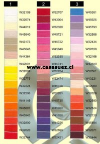 Hilo de coser en cono TIAN TAN
grosores: 120-80-50-30
Carta de colores N: 1/3